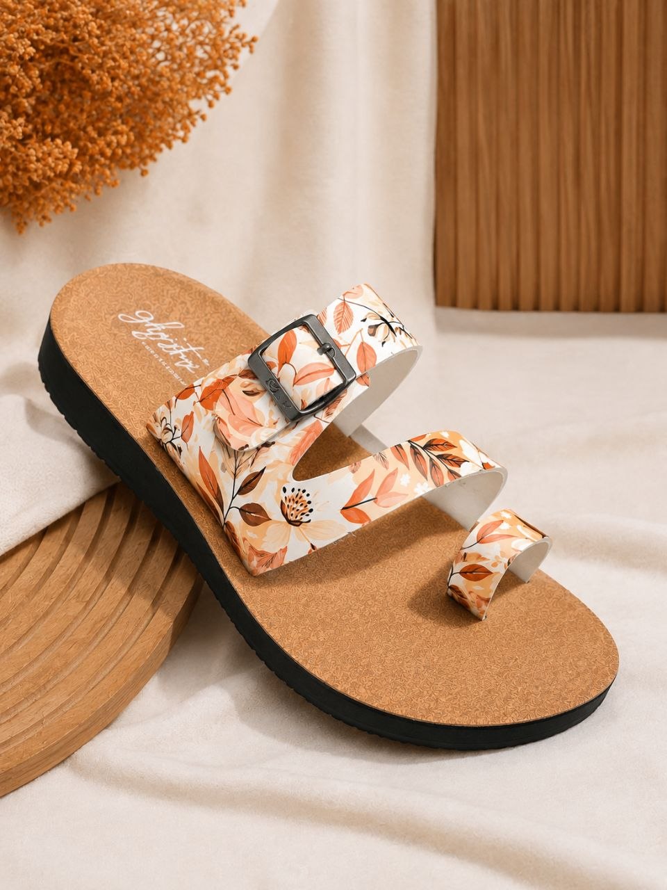 Autumn Bloom | Elegant Floral Comfort SandalSâ¨