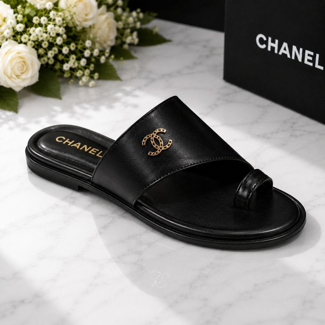 Midnight Luxe | Signature Black Comfort Sandals.🖤