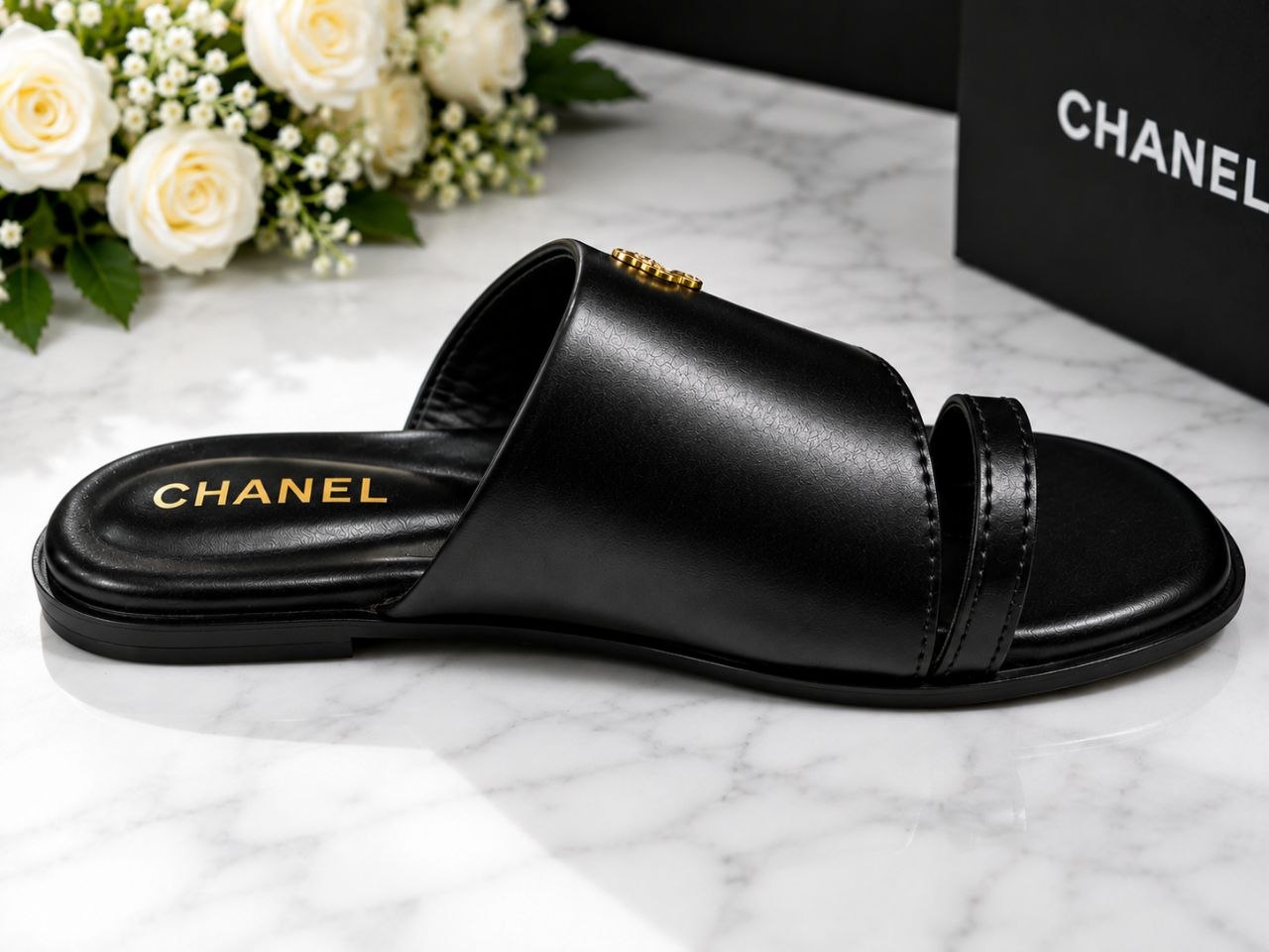 Midnight Luxe | Signature Black Comfort Sandals.🖤