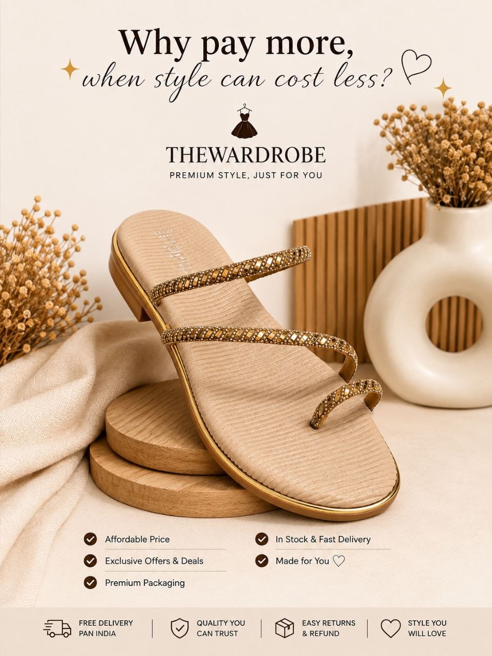 Golden Glamour | Elegant Embellished Sandals