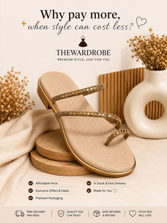 Golden Glamour | Elegant Embellished Sandals