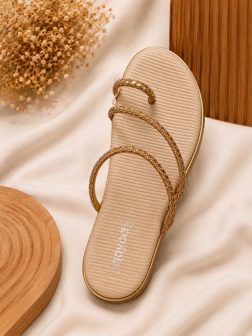 Golden Glamour | Elegant Embellished Sandals
