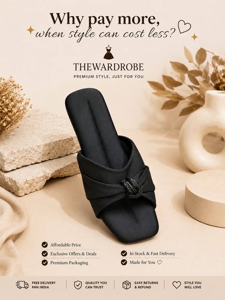 Midnight Charm | Elegant Black Buckle Sandals